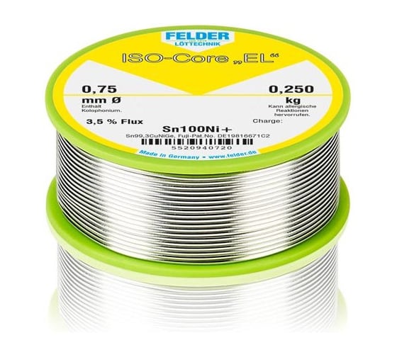 Изображение товара Припой Fibox Sn99,3CuNiGe EL:3,5 проц. 0,75мм 250г (Sn100Ni+) Felder 00234903