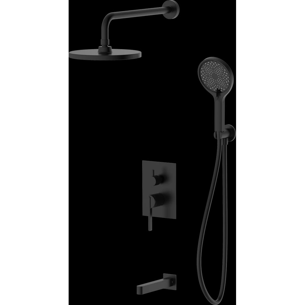 Изображение товара Душевая система DQ Bonn DA1705605 с изливом, матовый черный, Bonn