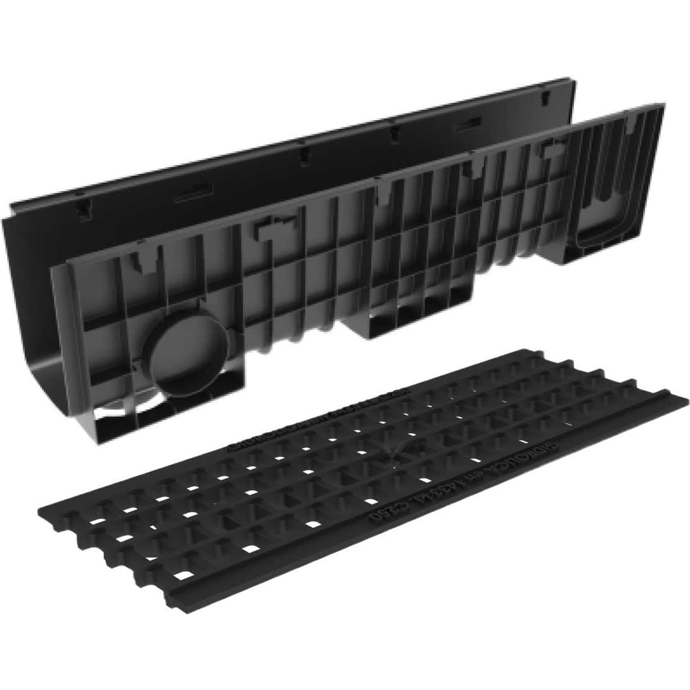 Изображение товара Лоток Gidrolica Pro H252 с чугунной решеткой и крепежом CL.250