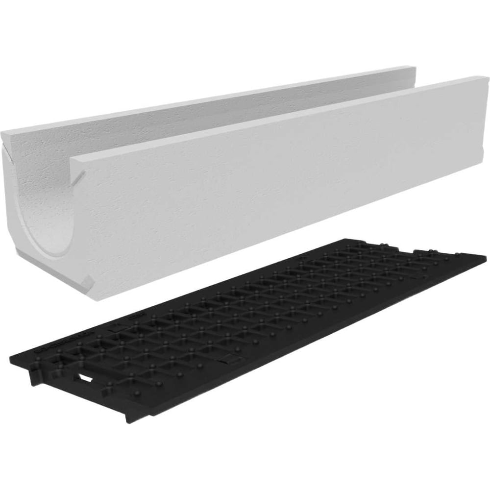 Изображение товара Лоток водоотводный бетонный коробчатый Gidrolica DN150 H213 с решеткой чугунной ячеистой и пружинным крепежом кл. С250 13100632