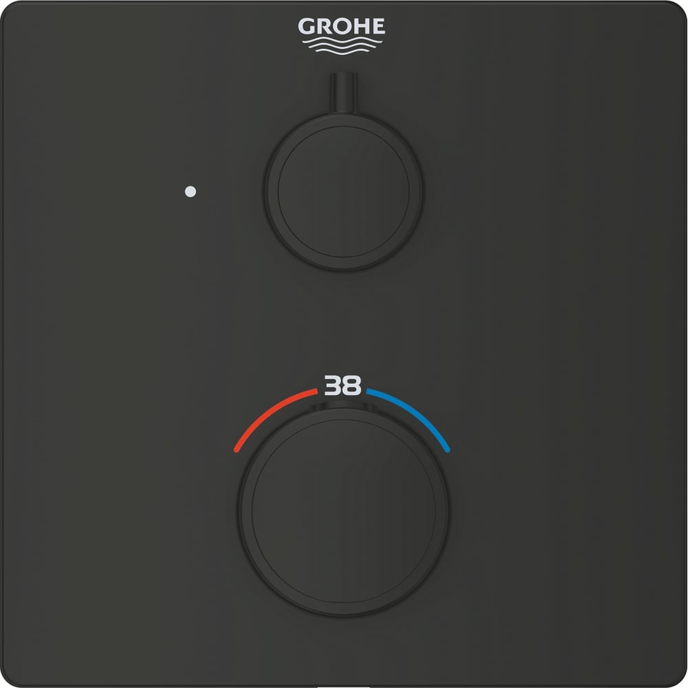 Изображение товара Внешняя часть термостата для душа GROHE Grohtherm с переключателем на 1 положение, матовый чёрный 1022152430