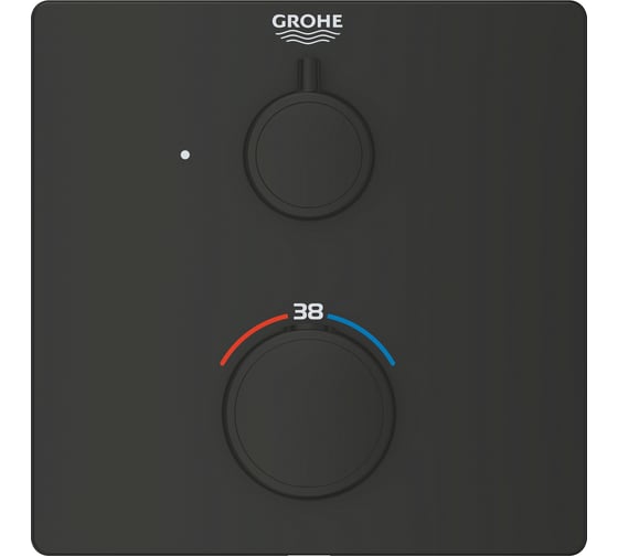 Изображение товара Внешняя часть термостата для душа GROHE Grohtherm с переключателем на 1 положение, матовый чёрный 1022152430