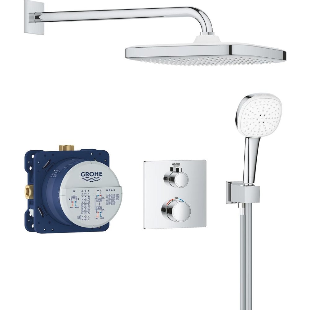 Изображение товара Душевая система GROHE Grontherm с термостатом для душа, хром 34871000 Изображение товара Душевая система GROHE Grontherm с термостатом для душа, хром 34871000