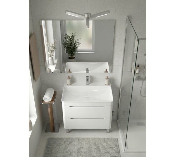 Изображение товара Раковина для ванной полувстраиваемая Uperwood Ocean_80 см, прямоугольная, белая ROcean80wg