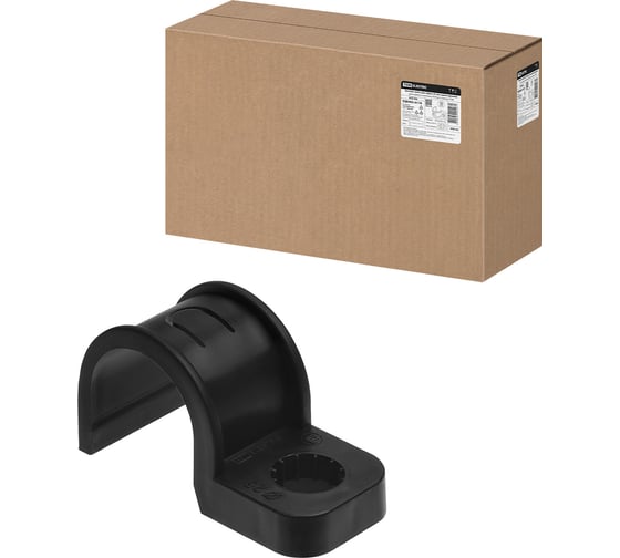 Изображение товара Крепеж-скоба для трубы TDM ELECTRIC 25 мм односторонняя для прямого монтажа черная, упаковка 450 штук SQ0405-6118