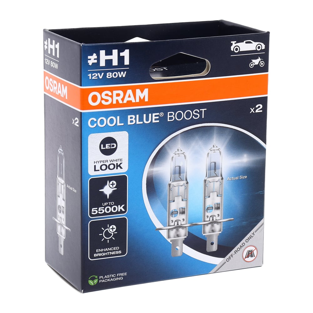 Изображение товара Автолампа Osram H1 80 P14.5s COOL BLUE BOOST до 5500K ЭКОбокс, 2шт 12V 62150CBB-2HB 527220 Изображение товара Автолампа Osram H1 80 P14.5s COOL BLUE BOOST до 5500K ЭКОбокс, 2шт 12V 62150CBB-2HB 527220