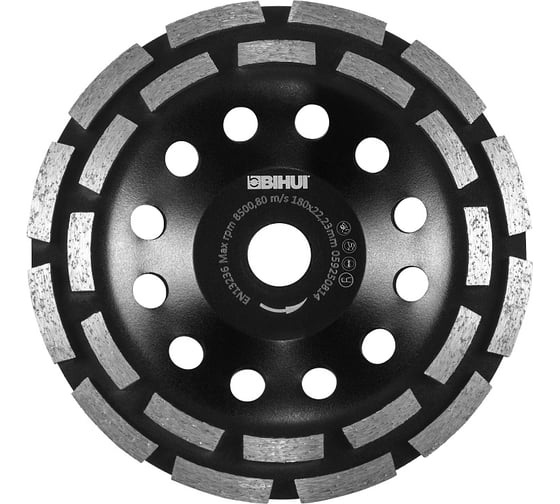 Изображение товара Диск алмазный шлифовальный (алмазная чашка) BIHUI DUAL-ROW MAX 180мм, зерн. 45-60 CG1900-SW