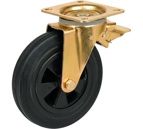 Изображение товара Колесо Kolesa-opori 200 мм для мусорных контейнеров кронштейн поворотное с тормозом 4003200-KU-АНОД