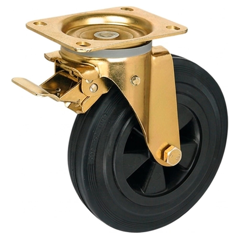 Изображение товара Колесо Kolesa-opori 160 мм для мусорных контейнеров кронштейн поворотное с тормозом 4003160-KU-АНОД