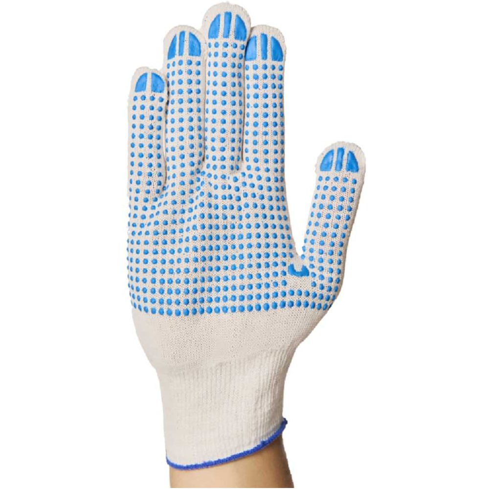 Изображение товара Перчатки трикотажные ООО "ТК "НИЖТЕКСТИЛЬ" 10 кл 6-ти нитка ПВХ точка, белый 300 пар П 21