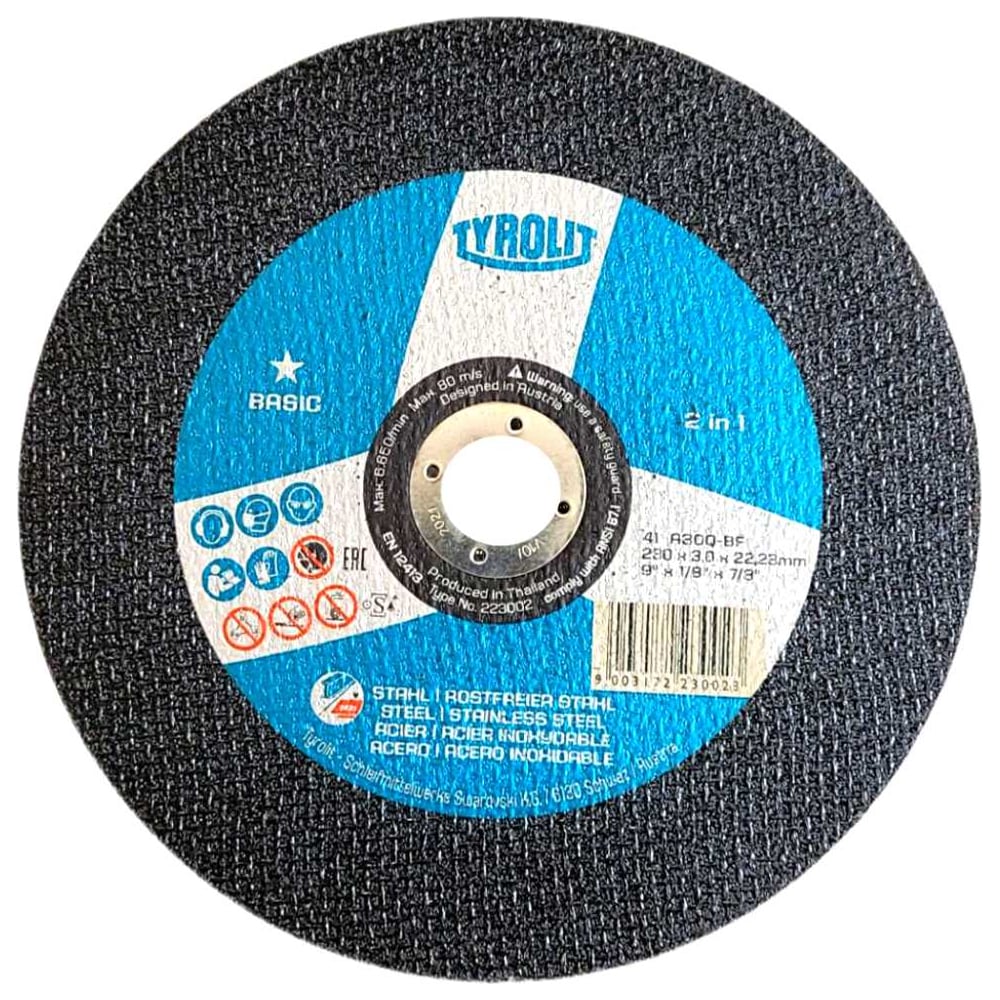Изображение товара Диск отрезной Tyrolit 41С 230х3.0х22.23 A30Q-BF для металла