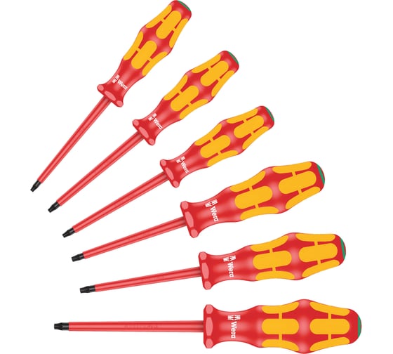Изображение товара Набор отвёрток диэлектрических WERA TORX VDE 167 i/6 6 пр., TX 8-9-10-15-20-25 WE-133356