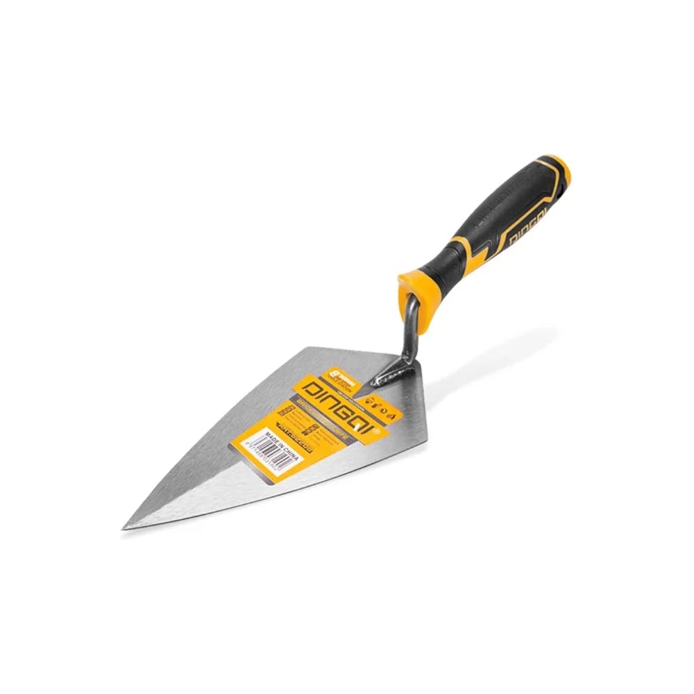 Изображение товара Мастерок (кельма) каменщика DINGQI 150 мм с отсрым концом, прорезиненная рукоятка 62206 Изображение товара Мастерок (кельма) каменщика DINGQI 150 мм с отсрым концом, прорезиненная рукоятка 62206