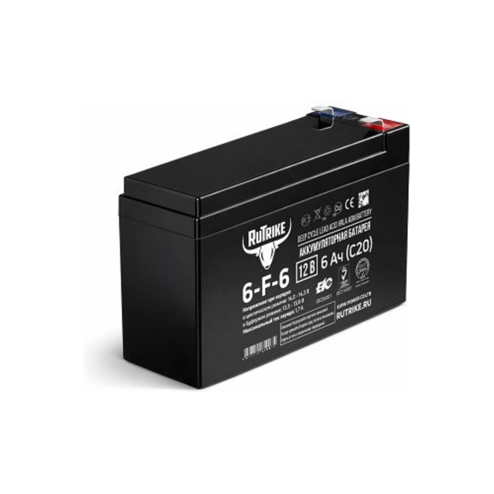 Изображение товара Аккумуляторная батарея 6-F-6 (12V6A/H C20) Rutrike 026244