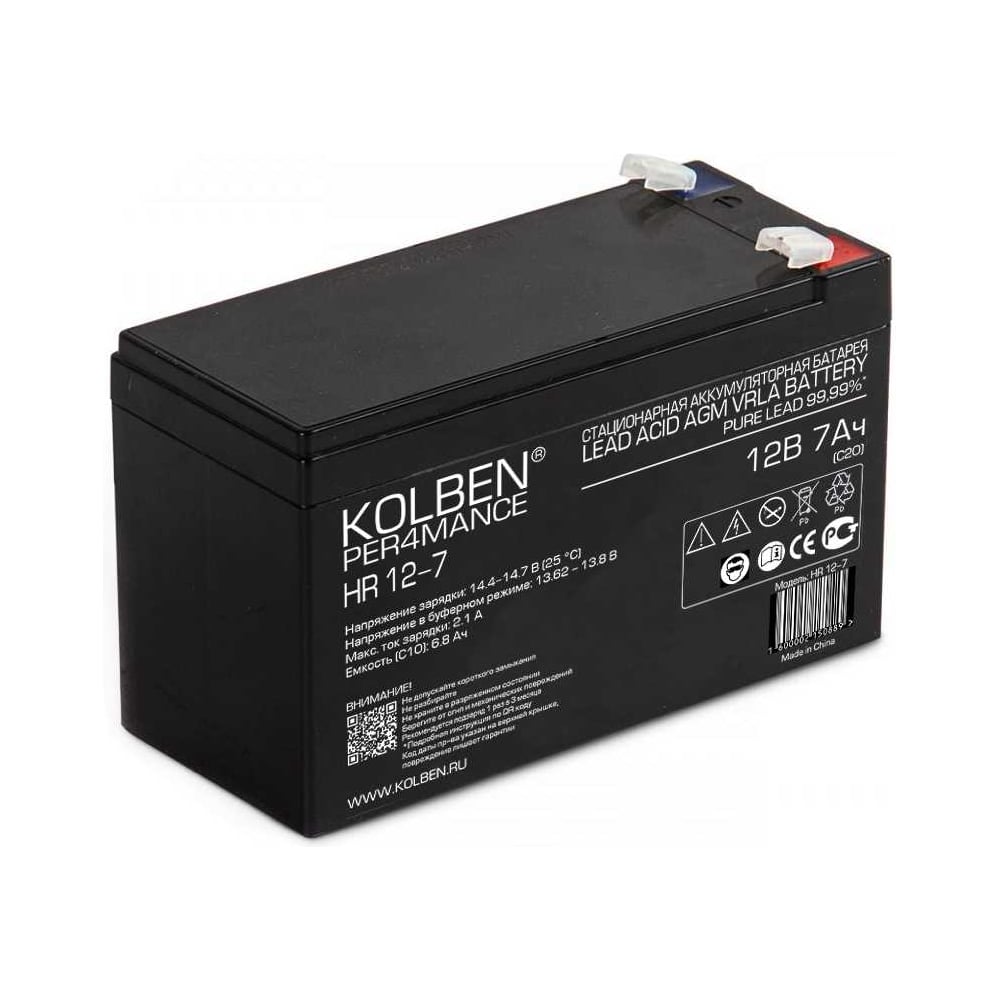 Изображение товара Аккумулятор PER4MANCE KOLBEN 12В 7Ач 151x65x100 HR 12-7 P4F