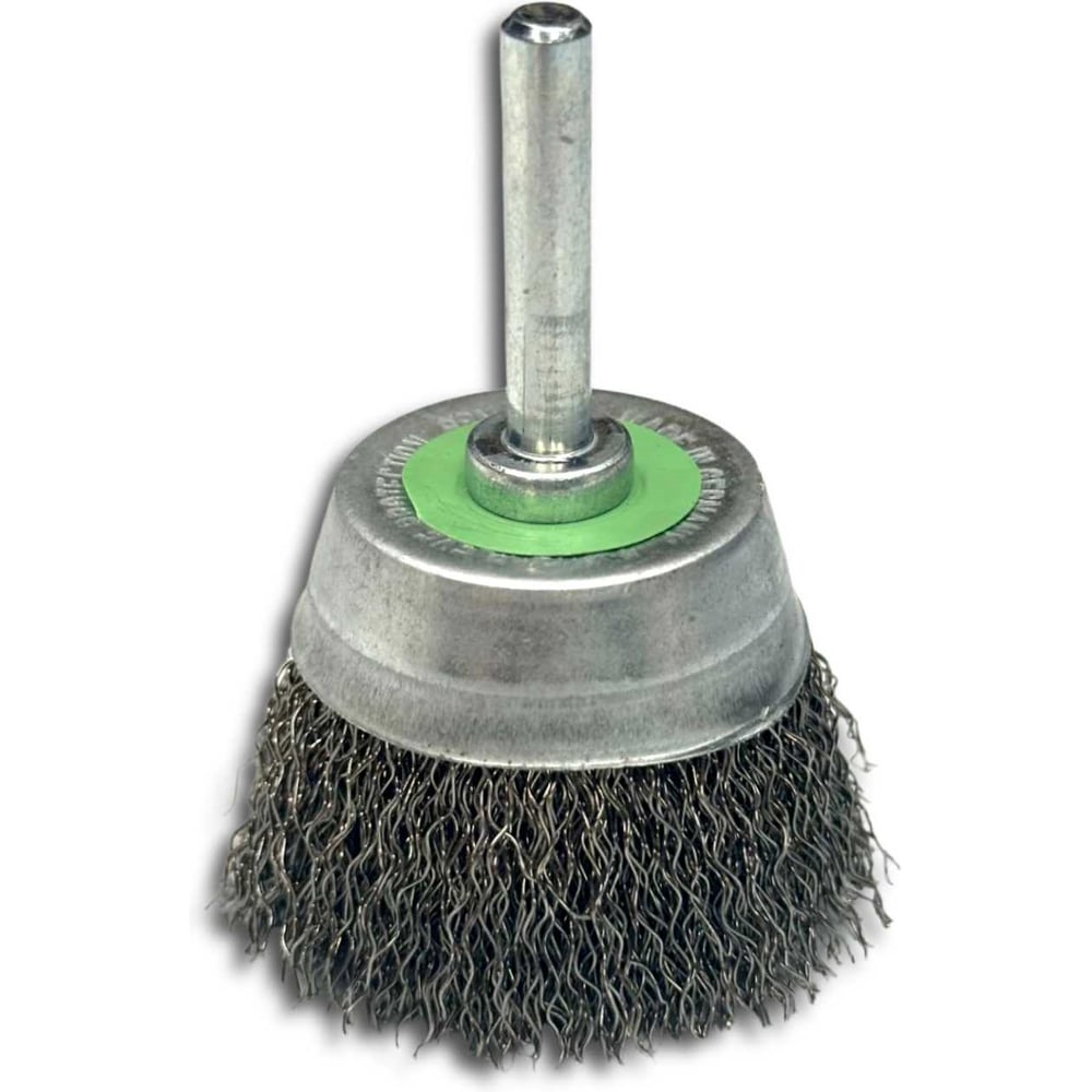 Изображение товара Щетка Lessmann чашка гофрированная 50мм, нержавеющая сталь 0.35мм, хвостовик 6мм 430125