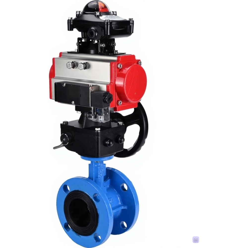 Затвор дисковый DN.ru GGG40-GGG40-EPDM-2W-H Ду80 Ру16 фланц EPDM, пневмопривод DA-105, пневмораспределитель PND2-S1EM-52-1NC-J08-24VDC, БКВ LSB-410-02ExM12-250, ручка дублер HDM-1 D050- D050-90513