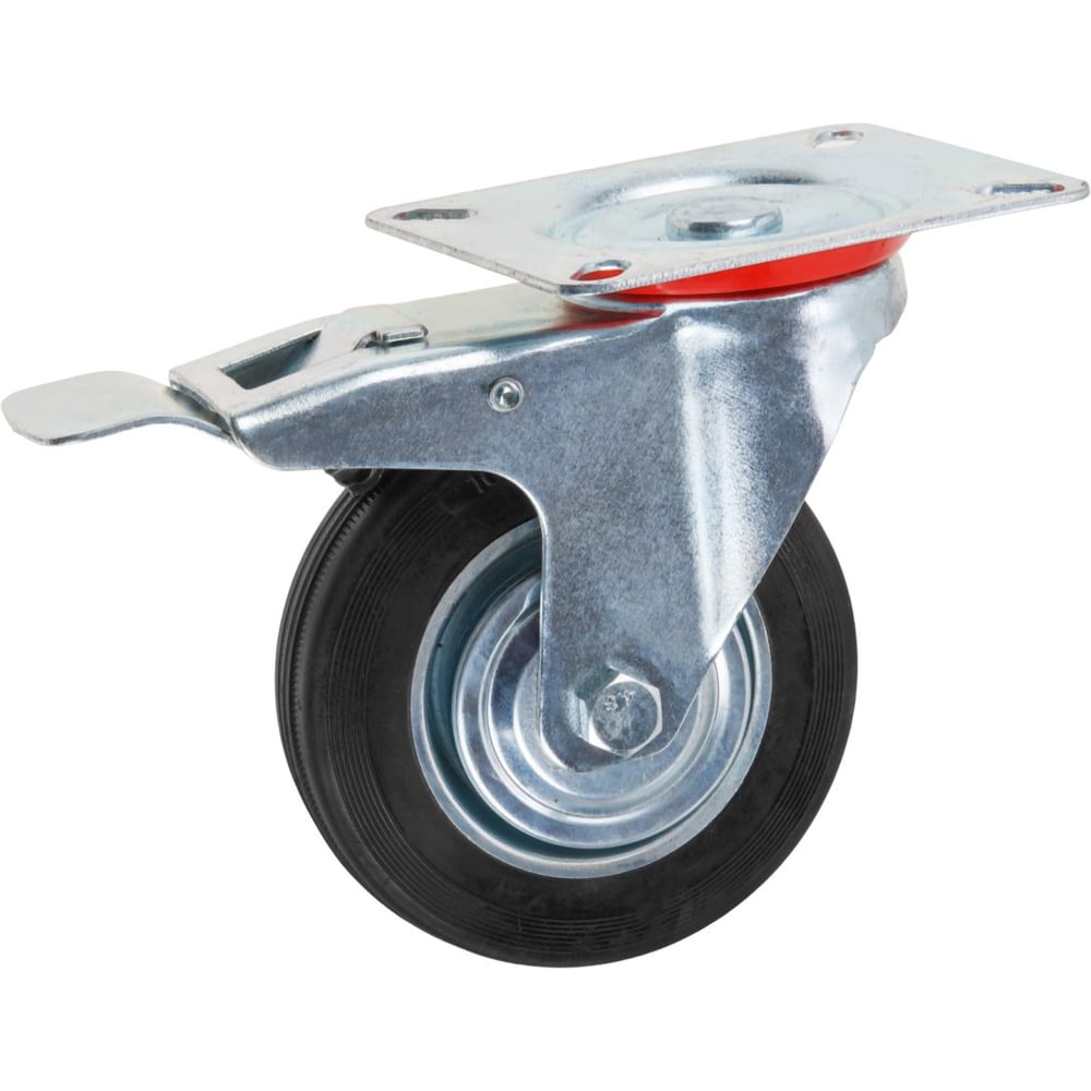 Изображение товара Опора колесная STARFIX 100 мм на площадке с фиксатором, резиновая (SMF-49730-1) ЦЗ-1033437028