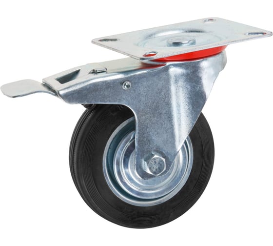 Изображение товара Опора колесная STARFIX 100 мм на площадке с фиксатором, резиновая (SMF-49730-1) ЦЗ-1033437028