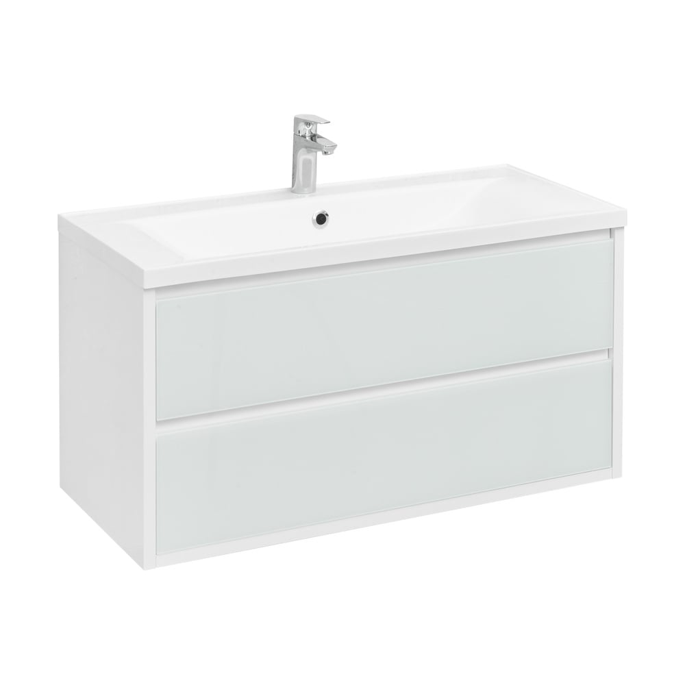 Изображение товара Тумба AQUATON Римини 100 с раковиной Айрис 100, цвет белый глянец 1A2328V0RN010