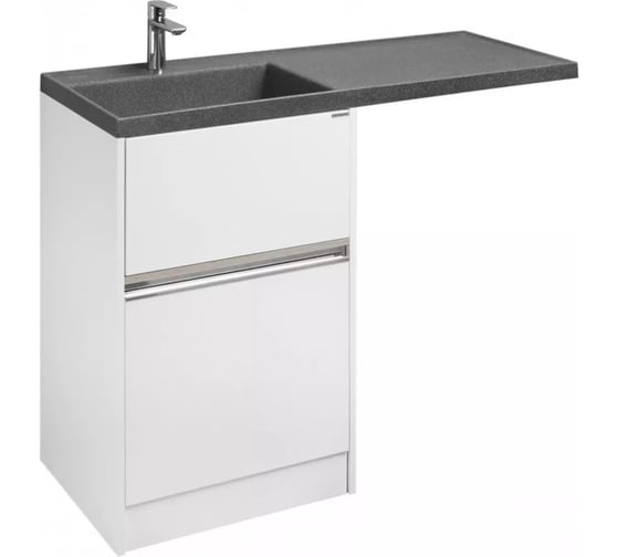 Изображение товара Тумба AQUATON под стиральную машину Лондри 60 с раковиной Лондри 120 левая, цвет графит 1A2359V3LH010