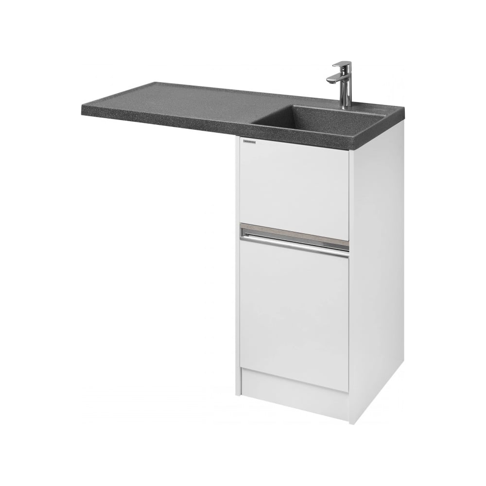 Изображение товара Тумба AQUATON под стиральную машину Лондри 60 с раковиной Лондри 120 правая, цвет графит 1A2359V2LH010