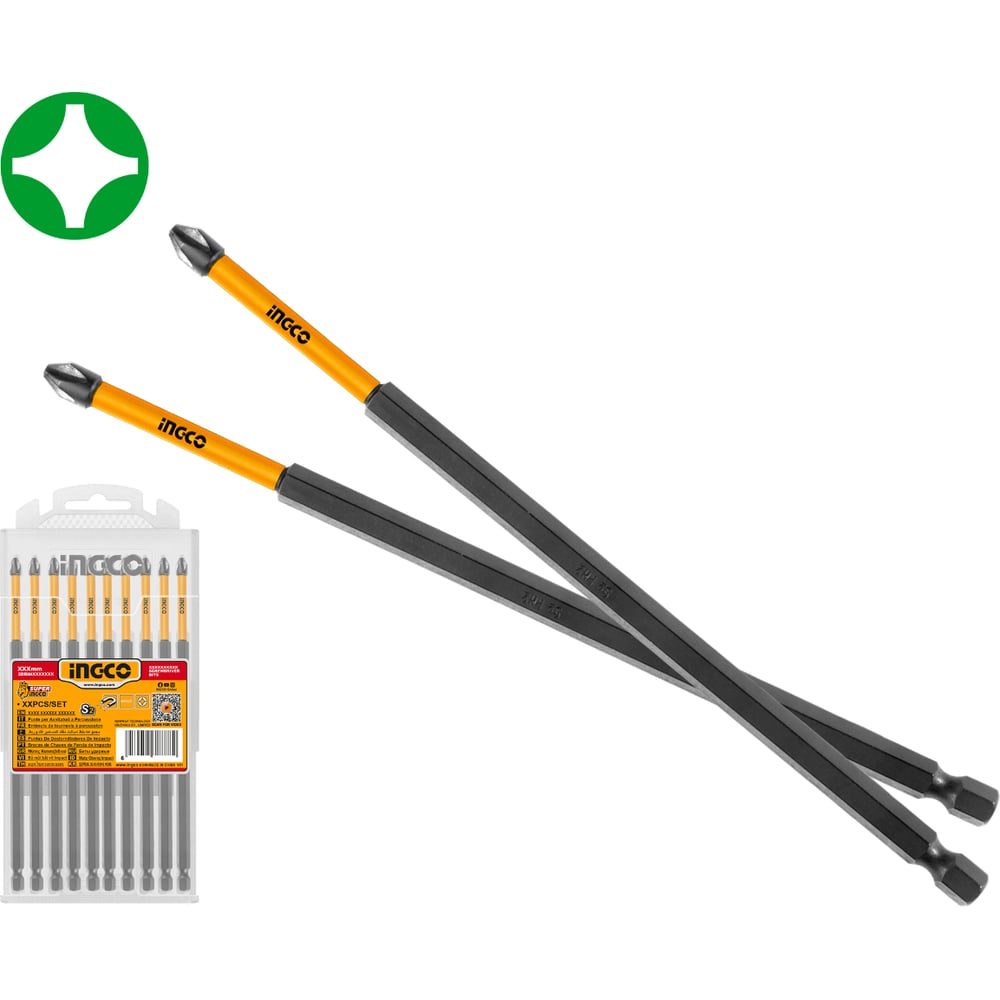 Изображение товара Набор ударных бит INGCO PH1 10 шт 250 мм INDUSTRIAL SDBIM11PH1103