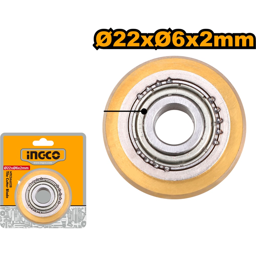 Изображение товара Ролик для плиткореза INGCO 22х6х2 мм HTC04602B