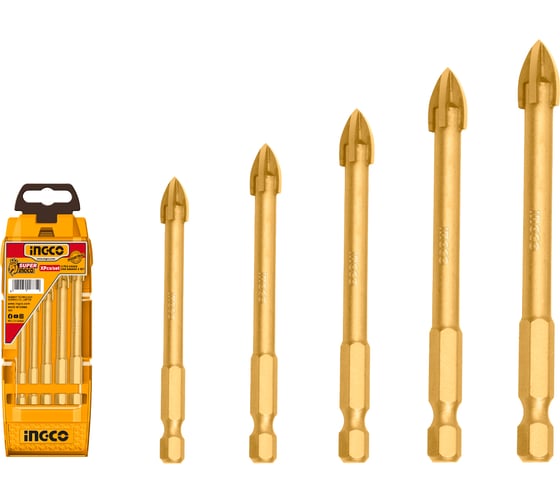 Изображение товара Набор сверл по стеклу INGCO 5 шт AKD7058
