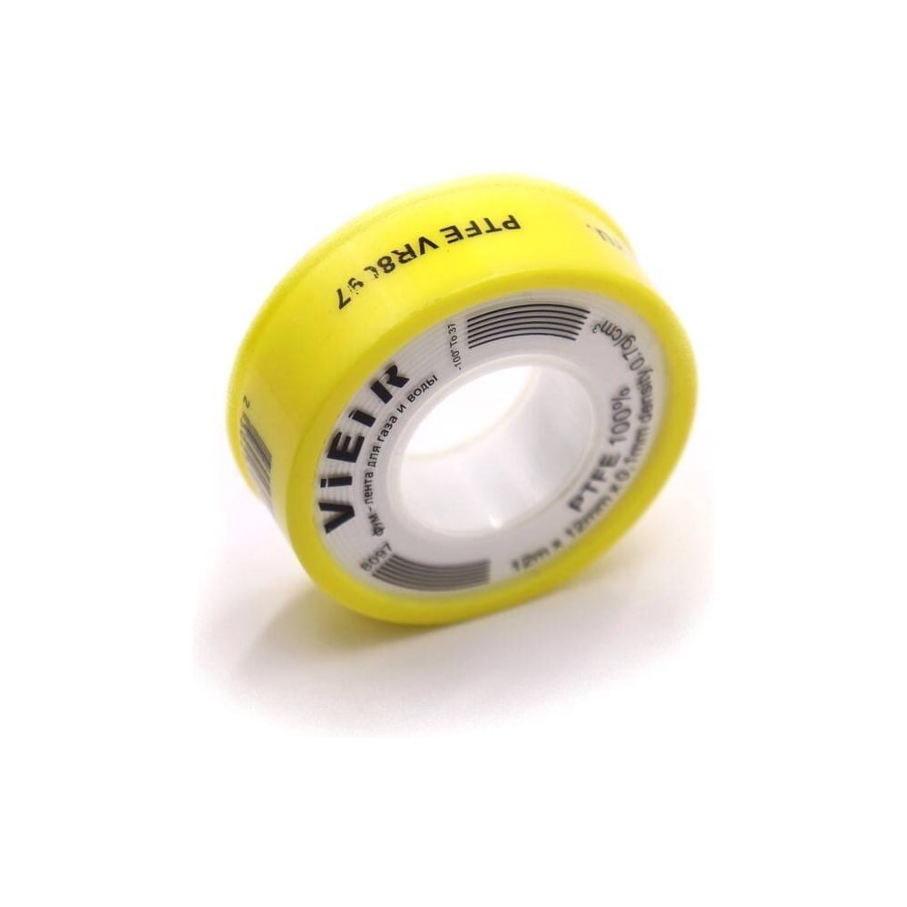 Изображение товара Фум-лента ViEiR (12шт) 12м×10мм×0.20мм для герметизации мелких резьбовых соединений VR8099