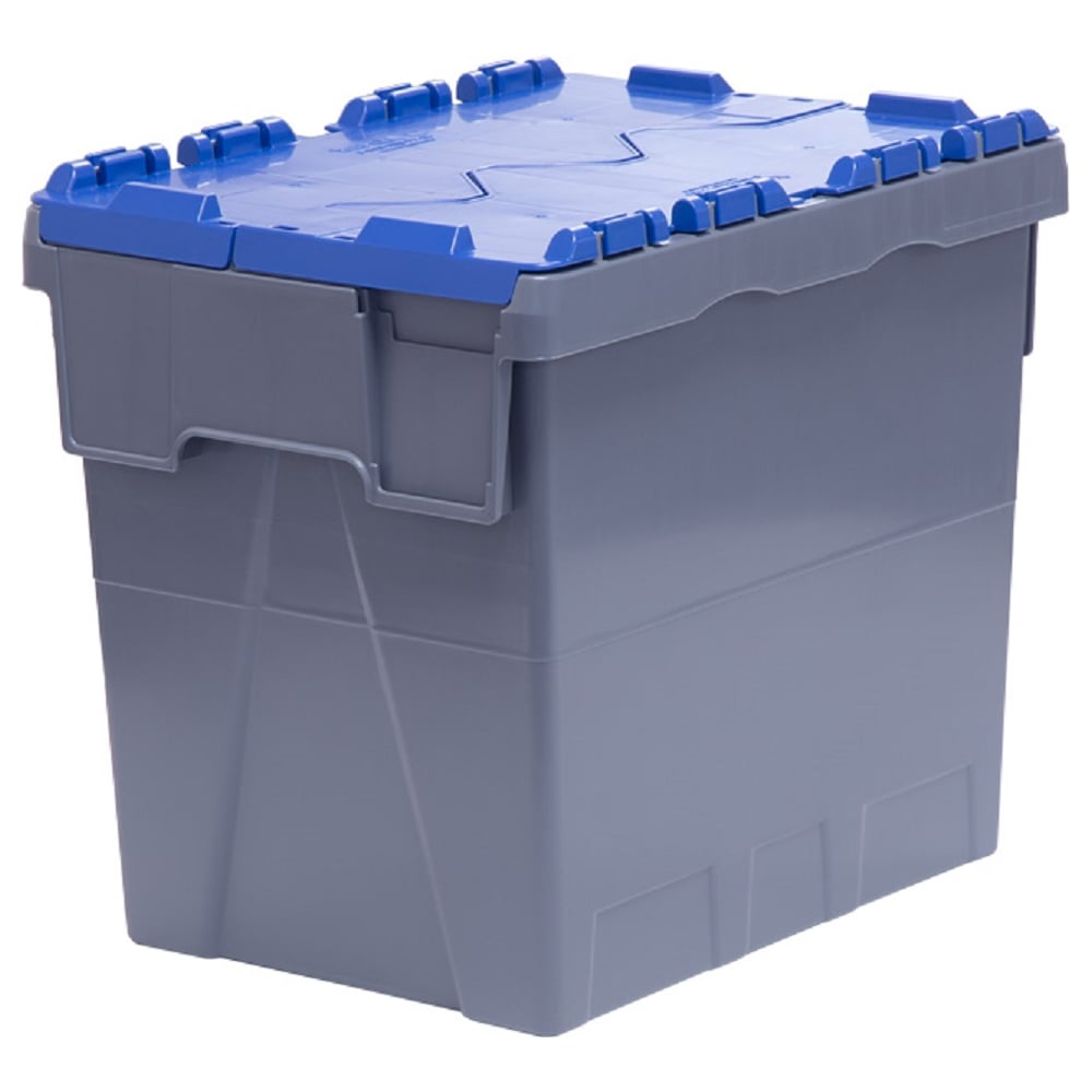 Изображение товара Ящик полимерный Тара.ру Safe EVO 400х300х360 сплошной серый с синей крышкой 41348