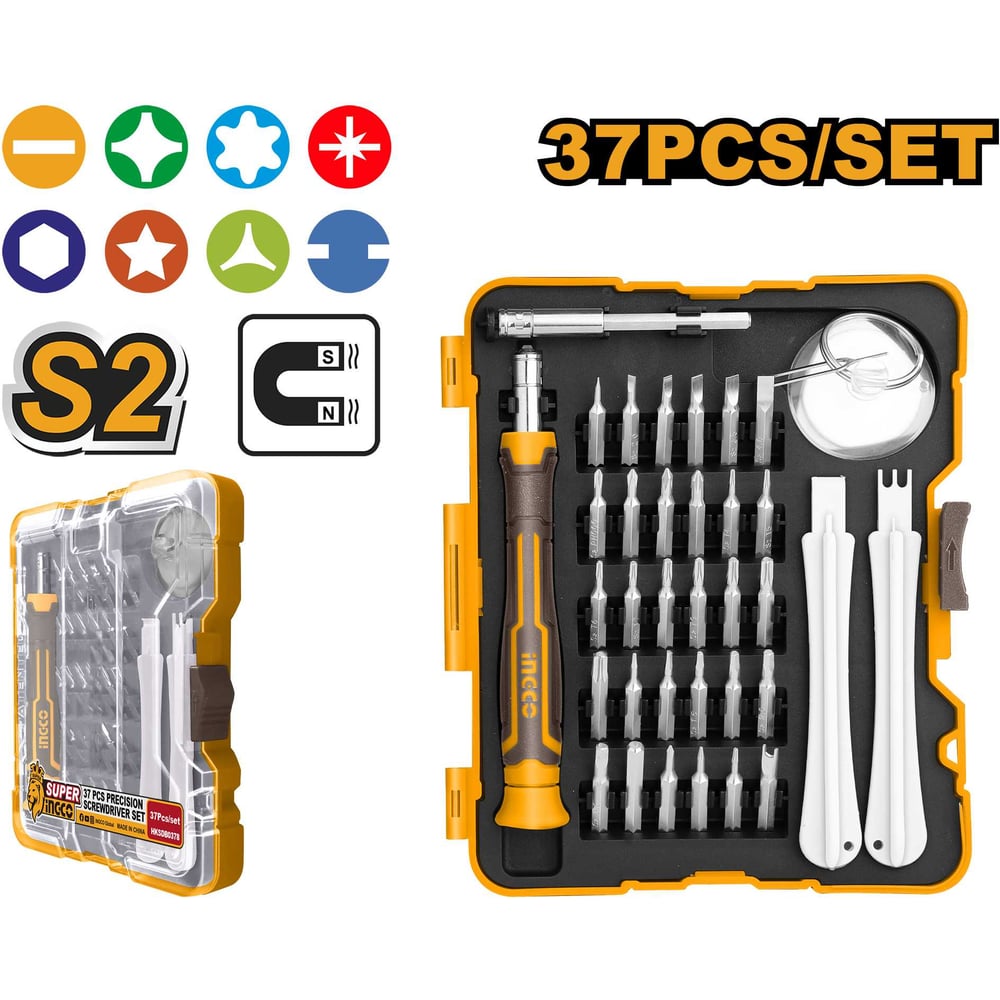 Изображение товара Набор бит INGCO INDUSTRIAL HKSDB0378 37 шт с держателем