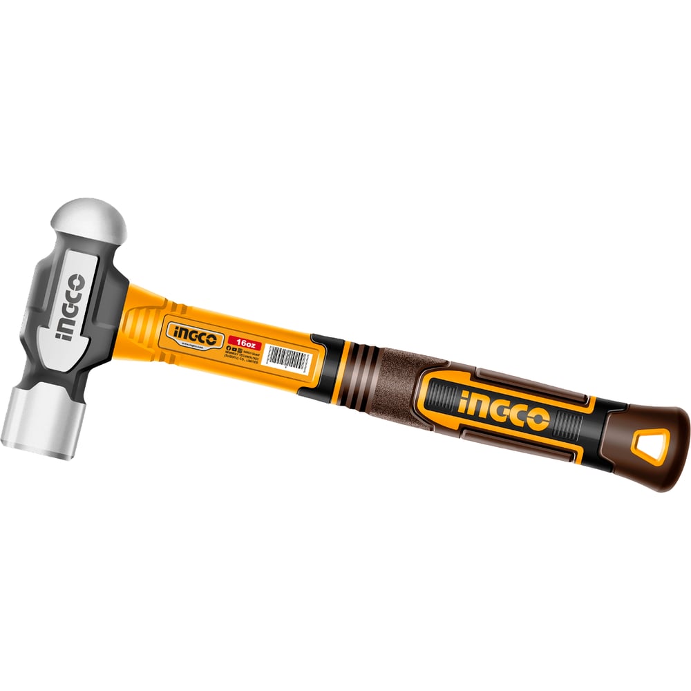 Изображение товара Молоток с круглым бойком INGCO 450 г (6/18) HBPH81016