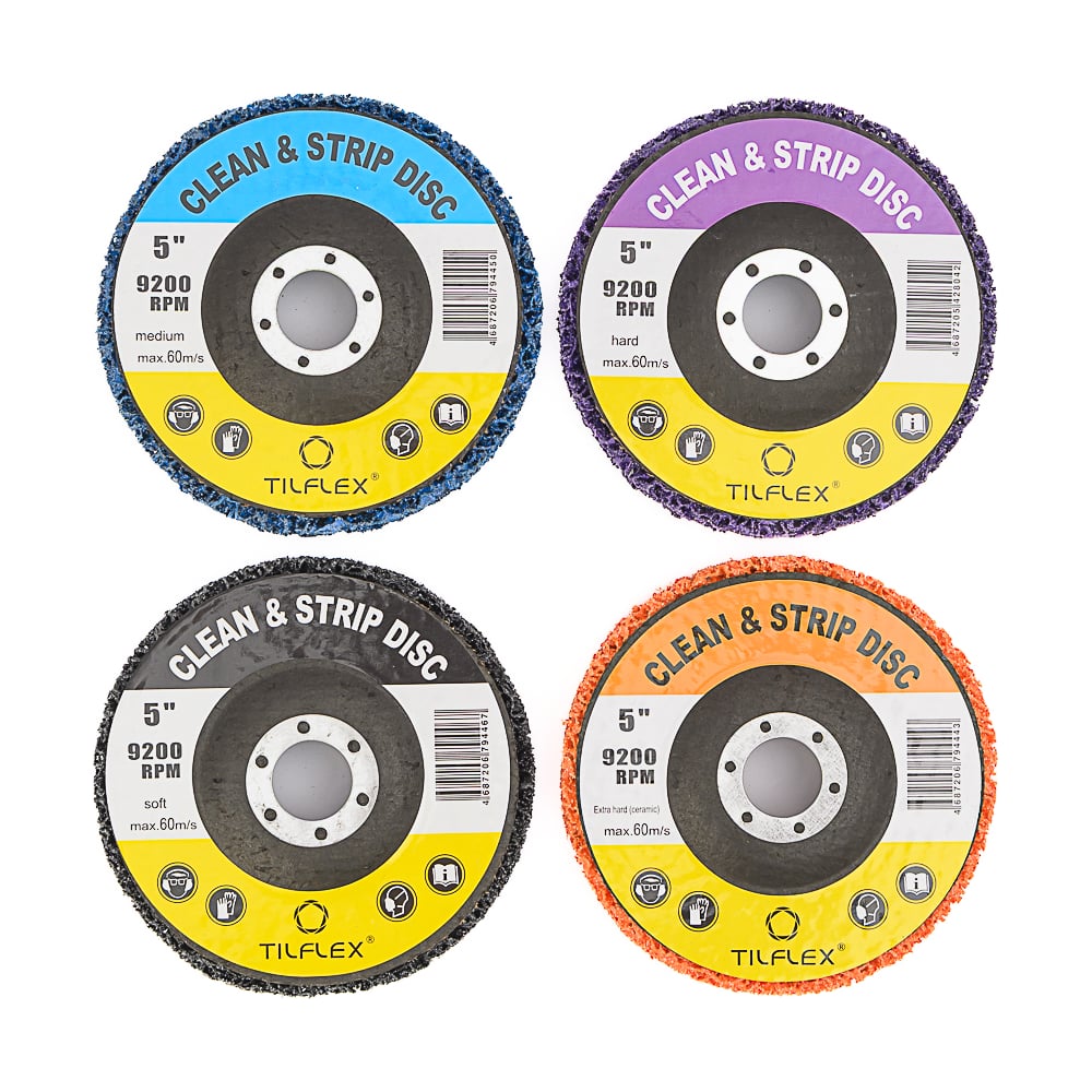 Изображение товара Диски зачистные коралловые TILFLEX 125 mm (черный, синий, фиолетовый, оранжевый) (набор - 4 шт.) TL43KIT4 Изображение товара Диски зачистные коралловые TILFLEX 125 mm (черный, синий, фиолетовый, оранжевый) (набор - 4 шт.) TL43KIT4