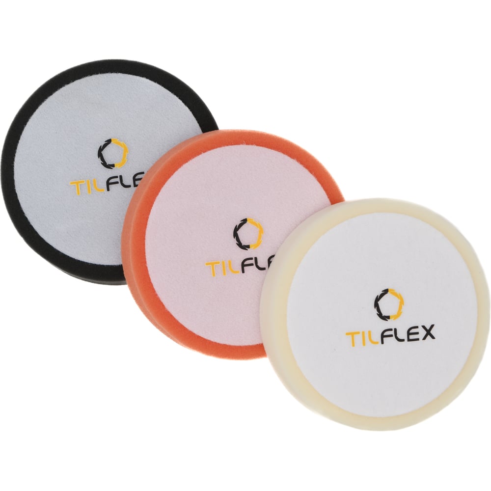 Изображение товара Круги полировочные TILFLEX TILFLEX 150мм, липучка 125мм, оранжевый/черный/белый, толщина 30мм (набор - 3 шт.) 3007KIT