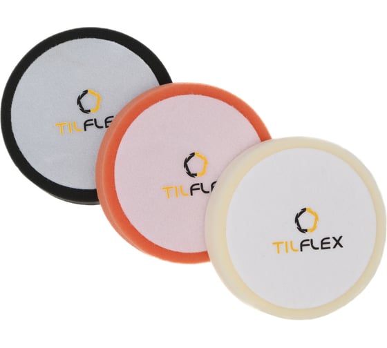 Изображение товара Круги полировочные TILFLEX TILFLEX 150мм, липучка 125мм, оранжевый/черный/белый, толщина 30мм (набор - 3 шт.) 3007KIT