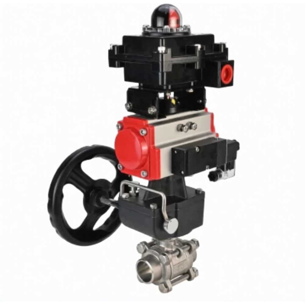 Изображение товара Кран шаровой DN.ru КШПП 316.200-ISO Ду100 Ру25 под приварку, пневмопривод DA-105, пневмораспределитеь PND2-S1EM-52-1NC-J08-24VDC, БКВ LSB-410-02ExM12-250, ручка дублер HDM-3 (опрессова D160-78331 Изображение товара Кран шаровой DN.ru КШПП 316.200-ISO Ду100 Ру25 под приварку, пневмопривод DA-105, пневмораспределитеь PND2-S1EM-52-1NC-J08-24VDC, БКВ LSB-410-02ExM12-250, ручка дублер HDM-3 (опрессова D160-78331