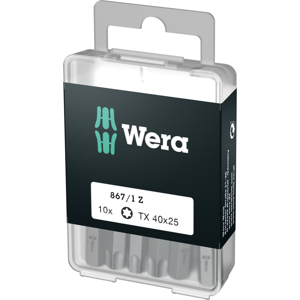 Изображение товара Набор бит WERA 867/1 Z DIY 10 TORX 40, 1/4 C6.3, TX 40 x 25 мм, 10 шт WE-072412