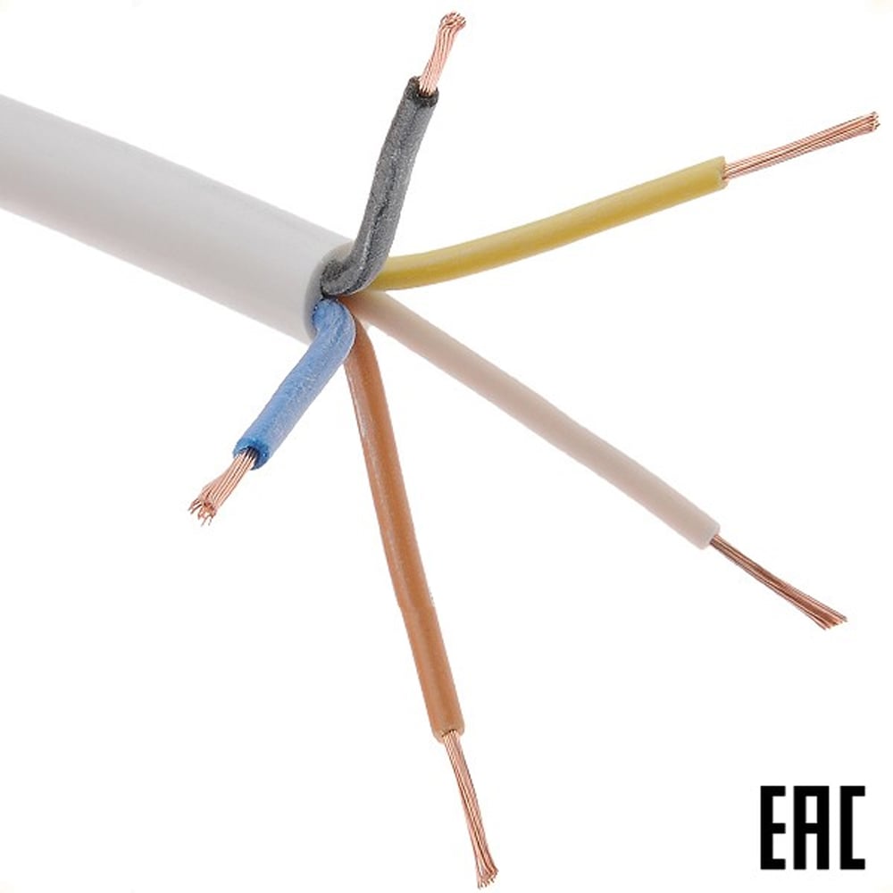 Изображение товара Электропровод бухта MW ПВС (ГОСТ) 5х1,5 белый 50м 50м