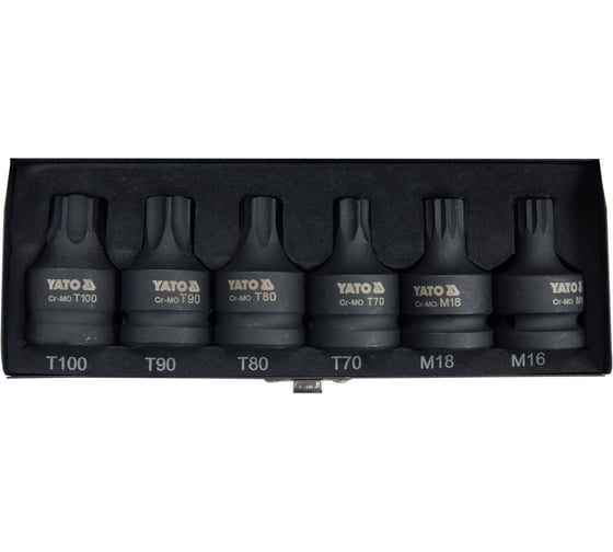 Изображение товара Набор ударных головок YATO 3/4 дюйма TORX/SPLINE из 6 штук YT-10653