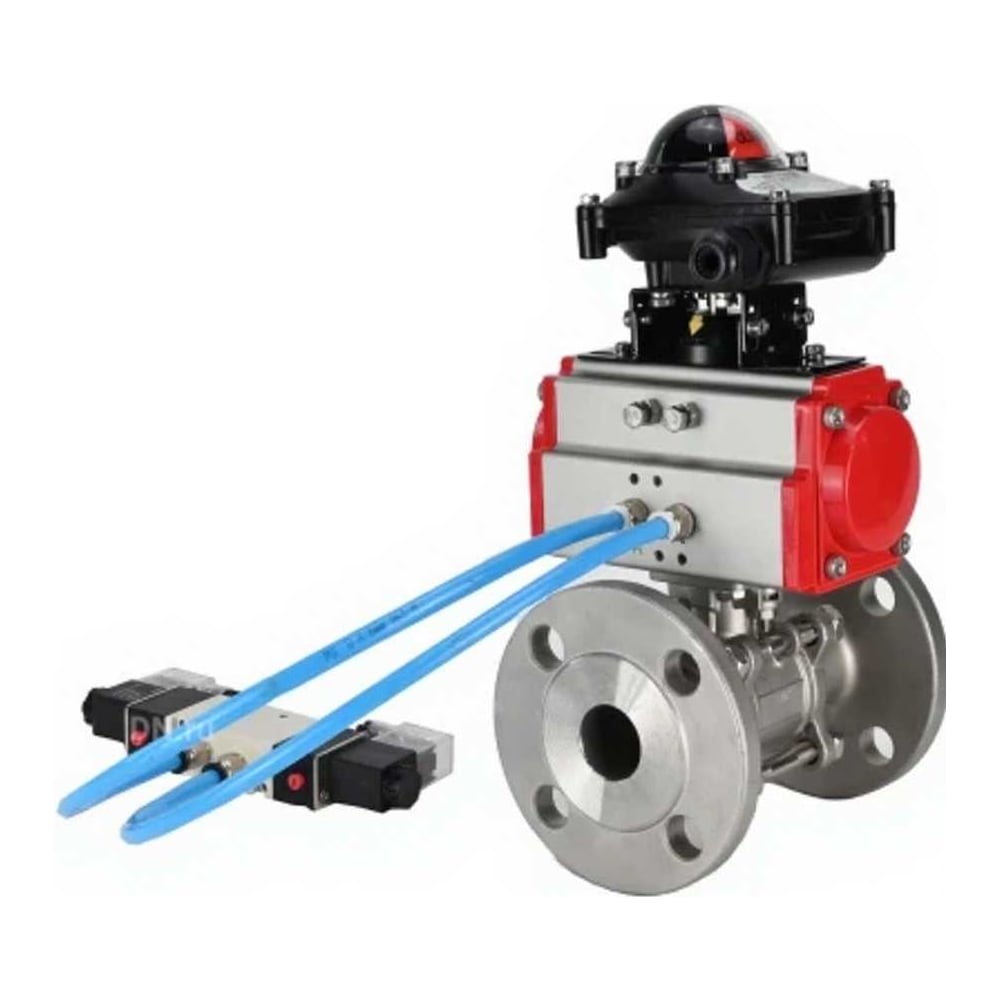Шаровой кран DN.ru КШФПТ.304.180 Ду20 Ру40, фланц., PTFE, пн.привод DA-052, пн.распред PND1-S2EM-52-2-T10-220VAC, БКВ LSB-210-02NM12-220/24 D160-81251