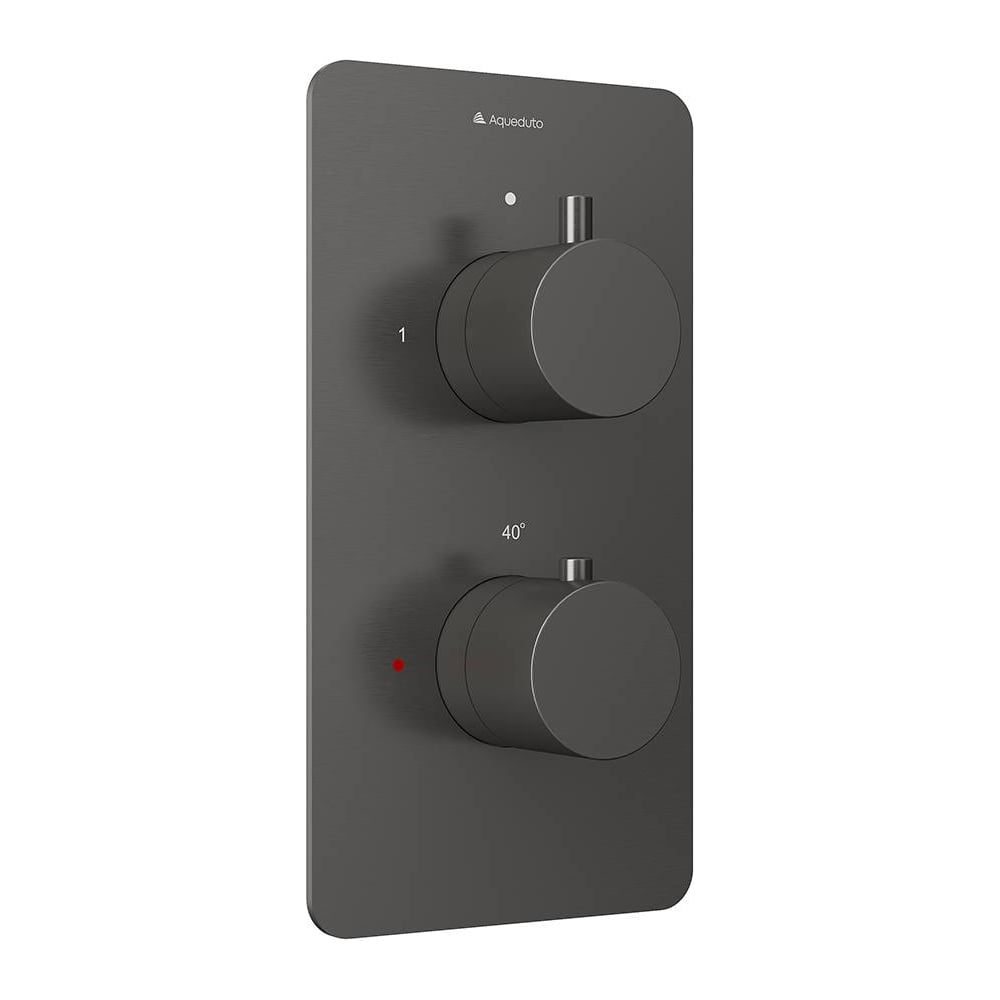 Изображение товара Смеситель термостатический скрытого монтажа AQUEDUTO ACENO, 2 потребителя, оружейная сталь ACE0245 Изображение товара Смеситель термостатический скрытого монтажа AQUEDUTO ACENO, 2 потребителя, оружейная сталь ACE0245