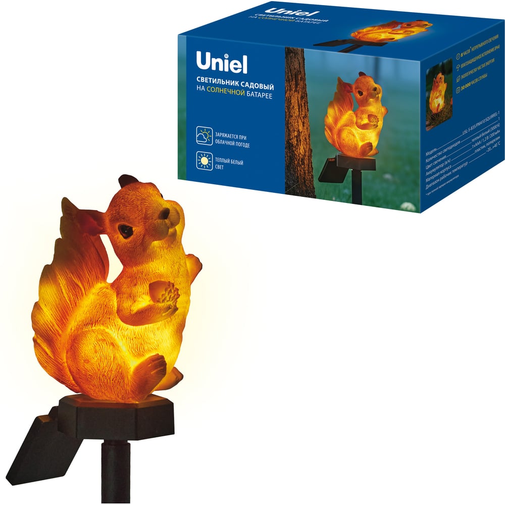 Изображение товара Садовый светильник на солнечной батарее Uniel Белка USL-S-835/PM410 SQUIRREL-1 UL-00013535