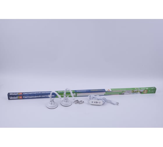 Изображение товара Набор: Светильник светодиодный + Таймер + Подставка на присоске Uniel Спектр для фотосинтеза ULT-P253-24W/SPLE/TM33/2M/M01 WHITE UL-00013601