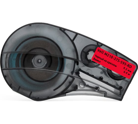 Изображение товара Картридж Vell M210-375-595-RD 9.5мм х 6.4м, винил, черный на красном, VL142810CH 1397682