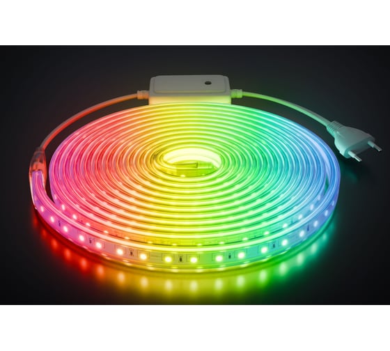 Изображение товара Комплект светодиодной ленты Apeyron 220В 12Вт/м, RGB, SMD5050, 60д/м, 16х8мм, 5м, IP65 / 10-146