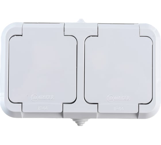 Изображение товара 2-ая розетка с крышкой MAKEL герметичная, белая 18354