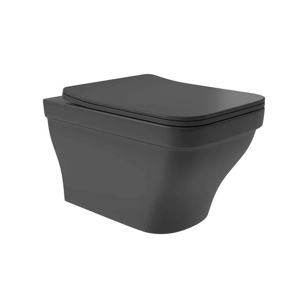 Изображение товара Унитаз AQUEDUTO ESTETA Подвесной безободковый с микролифтом, черный матовый