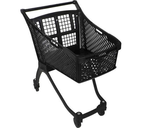 Изображение товара Тележка покупательская пластик reklime ТСЧ 100л, цвет черный, без детского сиденья, без разделителя, ручка черная БП-00005131