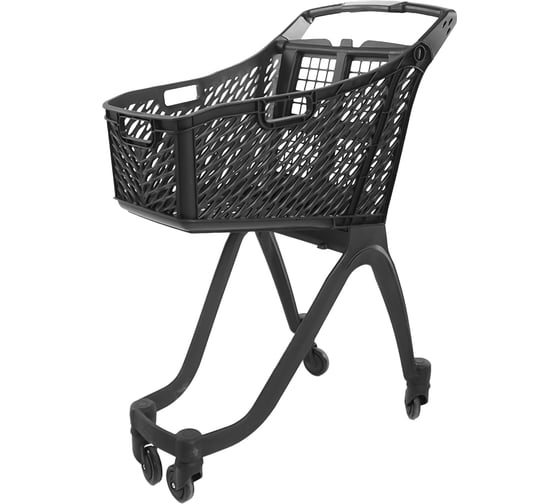Изображение товара Тележка покупательская пластиковая reklime, 60 л, черная, ручка дисплей БП-00003733